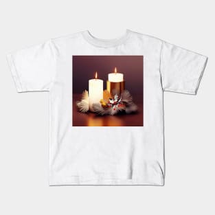 Christmas Candles with Holly and Pine Kids T-Shirt